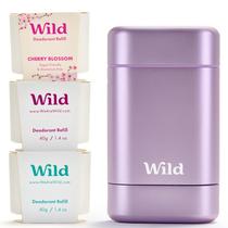 Estojo recarregável de desodorante Wild Purple com 3 aromas veganos