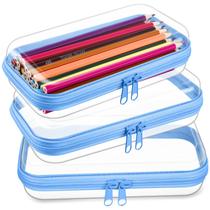 Estojo rígido transparente com zíper, bolsa de plástico, bolsa de maquiagem transparente