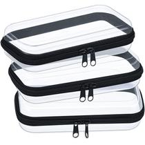 Estojo rígido transparente com zíper, bolsa de plástico, bolsa de maquiagem transparente