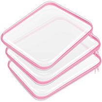 Estojo rígido transparente com zíper, bolsa de plástico, bolsa de maquiagem transparente