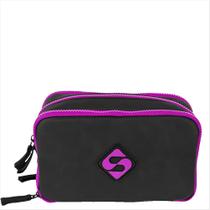 Estojo Sestini 3 divisórias hydroblock preto e roxo Estojo Sestini 3 divisórias hydroblock preto e roxo