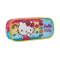 Estojo Simples Escolar Hello Kitty Rainbow