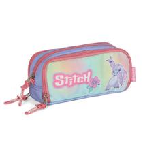 Estojo Stitch Escolar Triplo Disney 3 Divisorias Cor Rosa