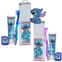 Estojo Stitch Escolar Viagem Kit 3 em 1 Prático Infantil Duas cores Azul e Rosa