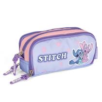 Estojo Stitch Roxo 3 Repartições Disney Escolar Original