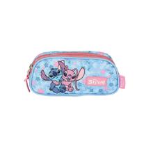 Estojo Stitch Triplo Disney Infantil Escolar Passeio Meninas