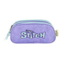 Estojo Stitch Triplo Infantil Passeio Meninas Escolar Roxo