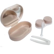 Estojo Suporte Para Guardar Lentes De Contato Com Espelho Pinça e Aplicador Ventosa