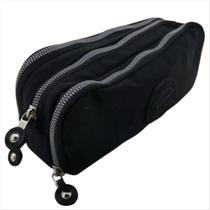 Estojo Tegaote 3 divisórias crinkle preto GT03-19 Estojo Tegaote 3 divisórias crinkle preto GT03-19