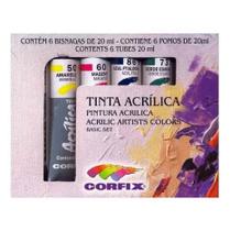 Estojo Tinta Acrílica 20 Ml 6 Cores Corfix