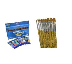 Estojo Tinta Acrílica + 9 Pincéis