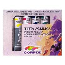 Estojo Tinta Acrilica Corfix 6 Cores 20ml