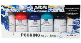 Estojo Tinta Acrílica Fluida Pouring Pébéo 118ml 06 Cores