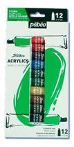 Estojo Tinta Acrílica Pébéo 12 Cores 12ml