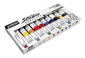 Estojo Tinta Acrílica Pébéo Studio 20ml 10 Cores + 1 Pincel