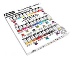 Estojo Tinta Acrílica Pébéo Studio 20ml 30 Cores + 1 Pincel