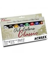 Estojo Tinta Óleo Acrilex 8 Bisnagas 20ml - Cores Variadas