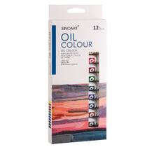 Estojo Tinta Óleo Sinoart 12 Cores + Kit de Pincéis Hobby & Art