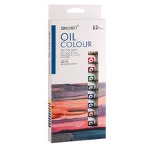 Estojo Tinta Óleo Sinoart 12 Cores + Set de Pincel Para Pintura