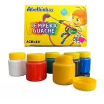 Estojo tinta tempera guache acrilex - 6 potes 15 ml cada