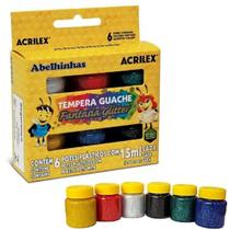 Estojo Tinta Tempera Guache GLITTER Acrilex - 6 cores 15 ml Estojo Tinta Tempera Guache GLITTER Acrilex - 6 cores 15 ml