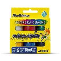 Estojo Tinta Tempera Guache METALLIC Acrilex - 6 cores 15 ml Estojo Tinta Tempera Guache METALLIC Acrilex - 6 cores 15 ml