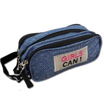 Estojo Três Divisórias Girls Can! Preta Clio CG3098