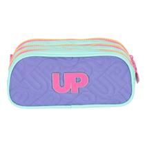 Estojo Triplo Escolar Juvenil Turquesa Com Ziper Rosa Up4you Estojo Triplo Escolar Juvenil Turquesa Com Ziper Rosa Up4you