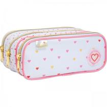 Estojo Triplo G Academie Coracao Metalizado Azul