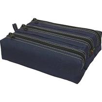 Estojo Triplo Lona Azul