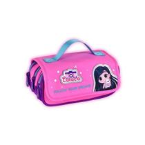 Estojo Triplo Luluca 3 Divisórias Escolar Meninas Pandinhas