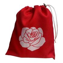 Estojo Vermelho P Cartas Rosa Prateada 20x19 cm em Tecido