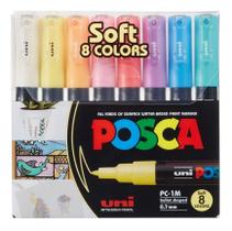 Estojoojo Caneta Uni Posca Pc 1m com 8 Cores Soft Uniball