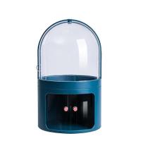 Estojos para cartões de visita, caixa de armazenamento de cosméticos de dupla camada de grande capacidade com penteadeira transparente à prova de poeira