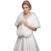 Estola Xale Vestido Echarpe Branco Feminino Noiva Elegante - Estola Xale Vestido Echarpe Branco Feminino Noiva Elegante -