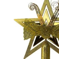 Estrela Árvore De Natal com Laço Dourada Ponteira Luxo - Art Christmas
