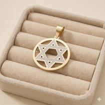Estrela de Davi Aço Inox Pingente Redondo Vazado Amuleto de Fé Judaica Acessório Unissex Minimalista Estrela de Davi Aço Inox Pingente Redondo Vazado Amuleto de Fé Judaica Acessório Unissex Minimalista