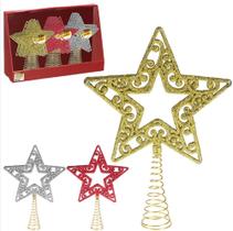 Estrela de Natal Para Arvore Dourada e Prata - Zein