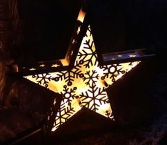 Estrela Decorativa de Natal em MDF - Cor: Vermelha - Neusa Artesanatos