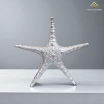 Estrela do Mar 25 Cm Prata Decorativa Charme para Seu Ambiente Envio Rapido AVB DECOR