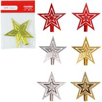 Estrela Dourada Natal Cores Sortidas Ponteira Estrela Vazada Colors 9,5cm