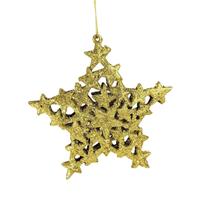 Estrela Dourada Para Árvore De Natal 13X12X2Cm Penduricalho - Inigual