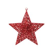 Estrela Glitter Vazado Vermelha Natal Brilho 3D 18cm - Magizi - Yangzi