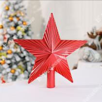 Estrela Para Arvore Natal Ponteira Dourado e Vermelho 20cm - D' Presentes