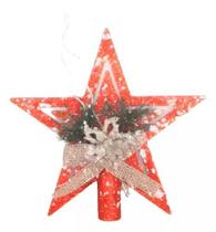 Estrela Ponteira Árvore Natal Luxo Glitter Vermelho 18 Cm