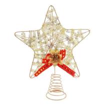 Estrela Ponteira Dourada De Metal Para Árvore De Natal 18 Cm - Wincy Natal