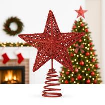Estrela Ponteira Natalina 25cm com Glitter Brilhante para Árvore Topo de Árvore Natal Estrela Vazada decoração enfeite