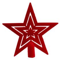 Estrela Ponteira para Árvore de Natal Vermelha Camurça 20cm - Riomaster