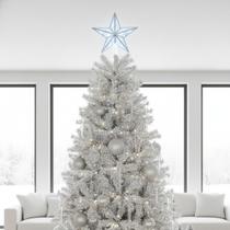 Estrela Ponteira Prata 15,5cm Com Fio 2m Transparente 110v