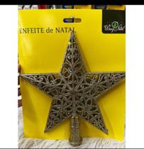 Estrela Ponteira Vazada Com Glitter Enfeite Decoração 20cm Para Arvore De Natal